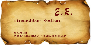 Einvachter Rodion névjegykártya